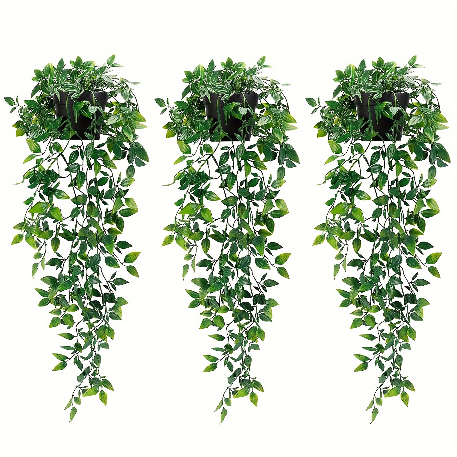 

3 Pcs Artificial Hanging Plants, Uv Resistant Fake Plants With Pots, Simulated , Used For House, Bedroom, Wall, Garden Decoration, Summer , 25.6 Inches