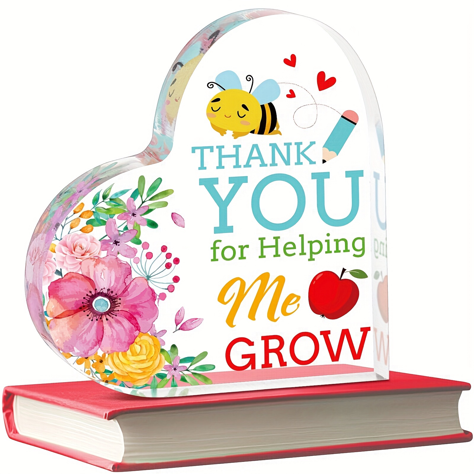 Image of Acrylic Heart Teacher Appreciation Gift - Birthdays, Thank You & Christmas - Ideal For Classroom Desk Decor