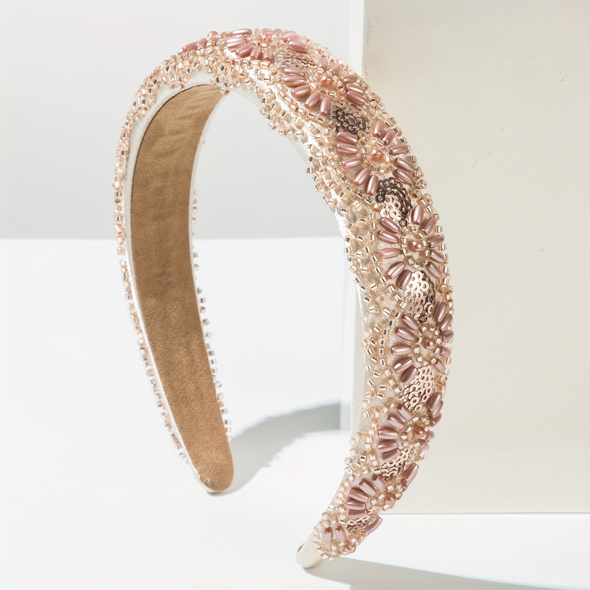 E-shop Neues Grenzüberschreitendes Einfaches und Vielseitiges Stirnband mit Handgenähten Reiskörner-Pailletten, Hochwertigem Haaraccessoire für Frauen