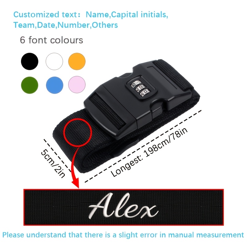 TEMU Customized Luggage Straps, Storage And Tightening Straps, Simple Combination Lock Buckles, A Wide Of Colors, Full Of Personality. Embroider ,