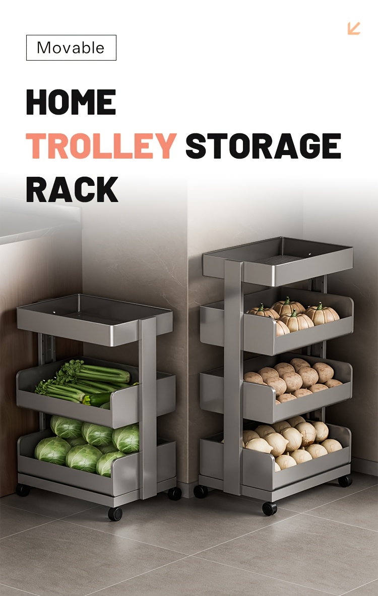 1pc wheeled utility storage cart rolling storage cart heavy duty vertical shelving unit mobile metal storage rack kitchen organizer and storage home and household decor Product details 0
