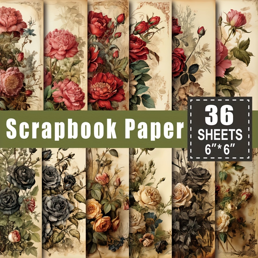 

inspiration Pack" Rose On Parchment Scrapbook Paper Pad - 36 Sheets, 6x6 Inch, Artistic Craft Patterns For Diy Card Making & Decorative Backgrounds