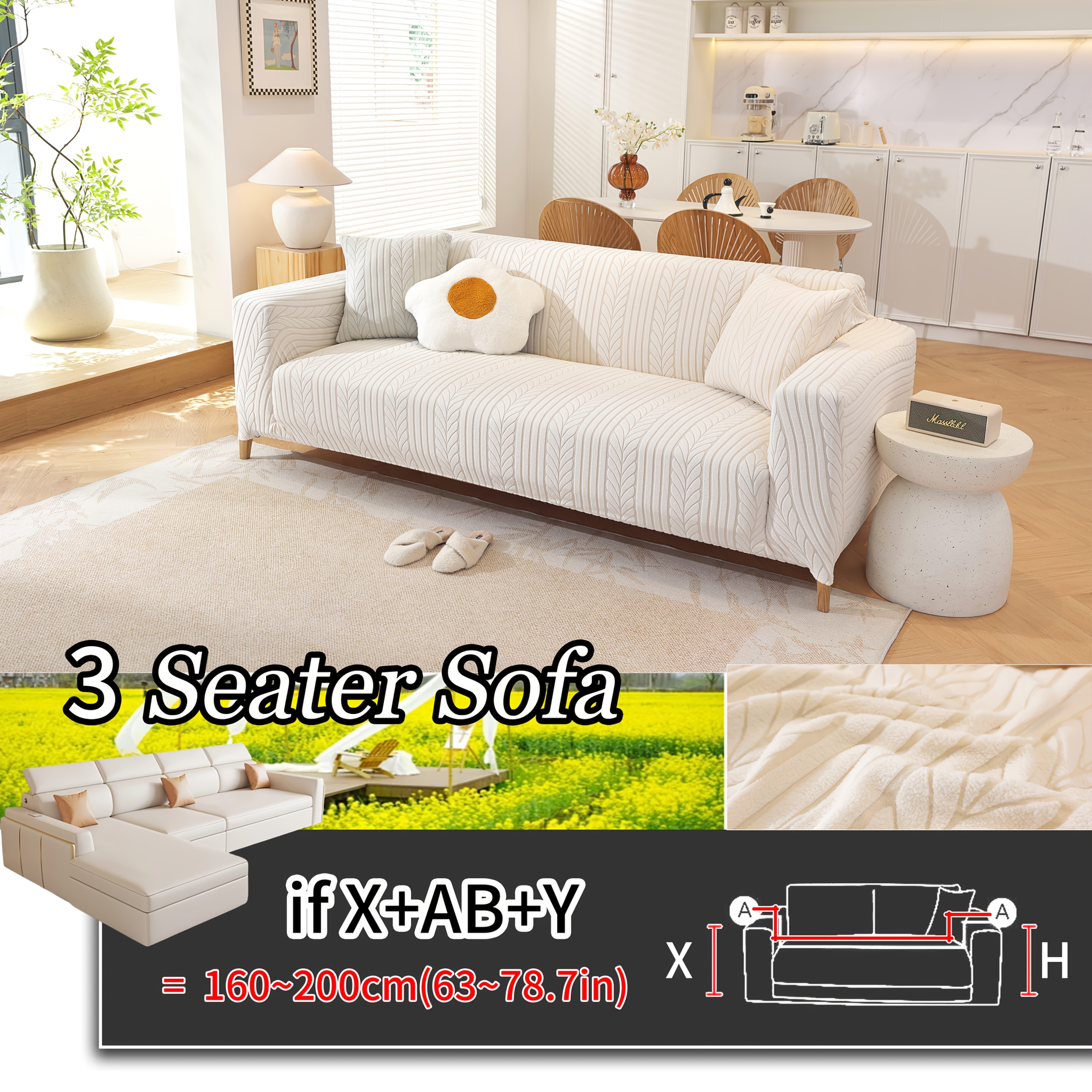 1pc High Elasticity, Thickened Breathable, Machine Washable, Pet-friendly, , Covering Fashionable Sofa Cover