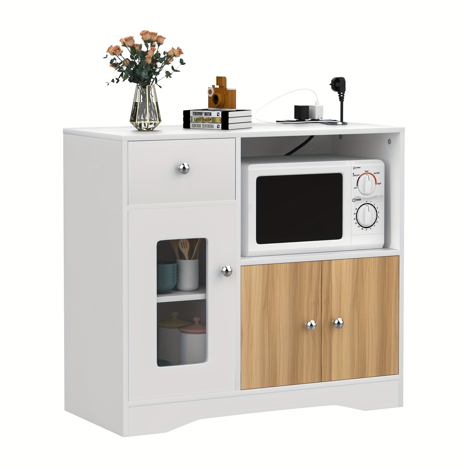 TEMU Contemporary Sideboard For The Entryway Featuring - A 33-inch Wide Storage Unit Suitable For The Dining Area And Hallway (83x40x80cm), A Kitchen
