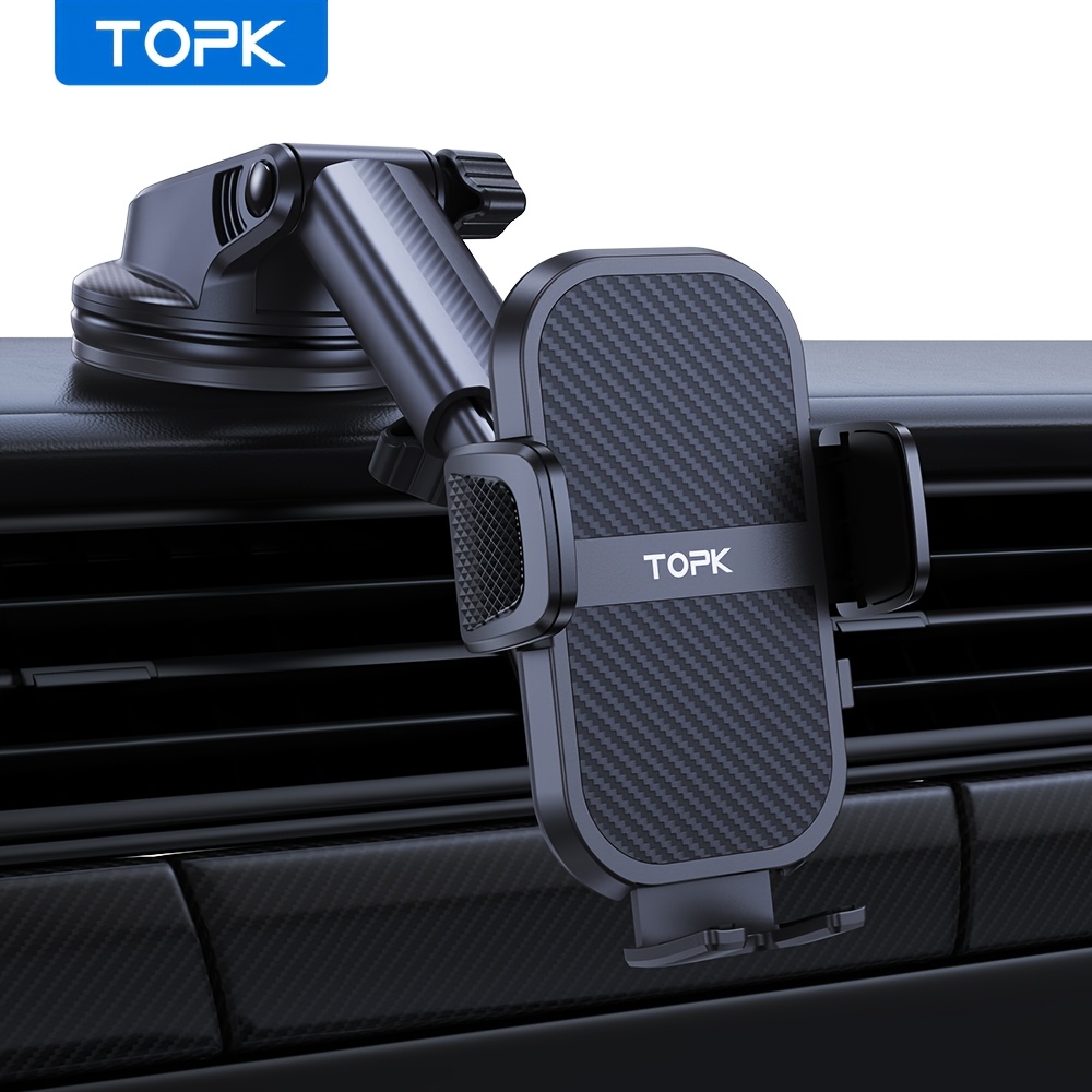 Image of Topk D46n Cell Phone Holder For Car Dashboard, Upgraded Enlarged Contact Surface Supports Full-range Adjustment Car Phone Mount For Dashboard Automobile Compatible With All Smartphones