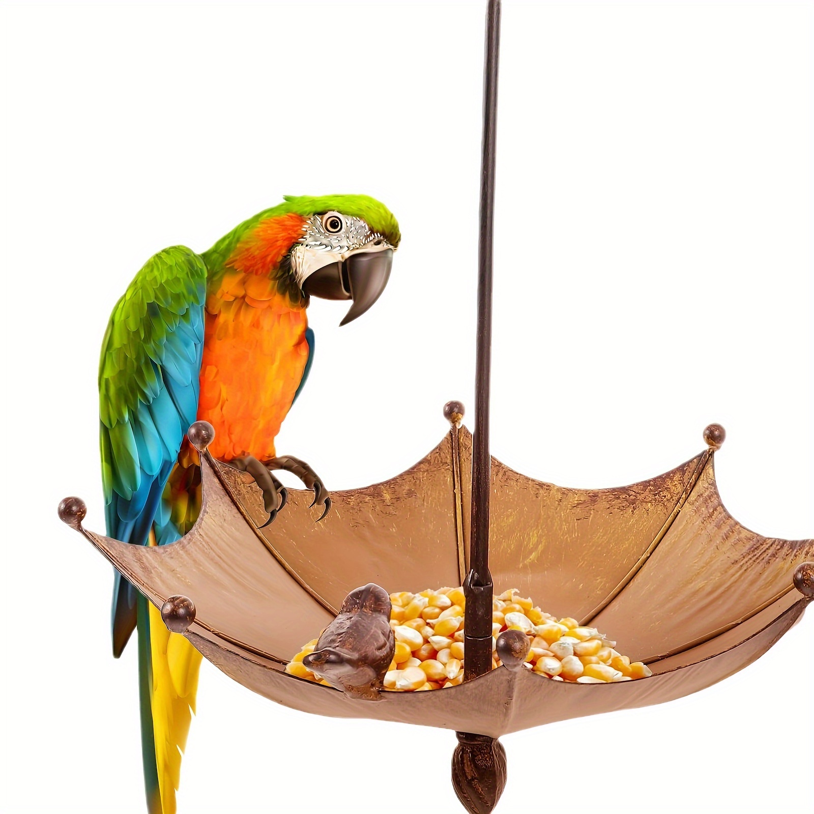 

1pc Umbrella-shaped Bird Feeder, Decorative Iron Art Garden Hanging Bird Seed Tray For Outdoors, Sturdy Metal Feeding Station For Wild Birds