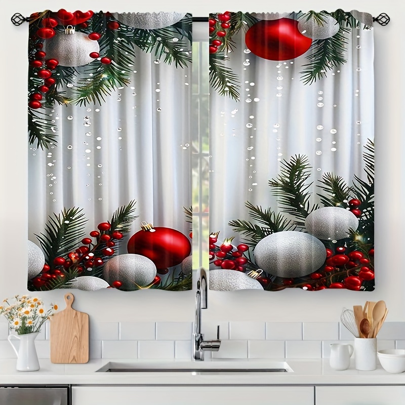 

1 Set Christmas Curtains, Panels, Rod Drapes For , Bathroom, , - 24"x59" Polyester,