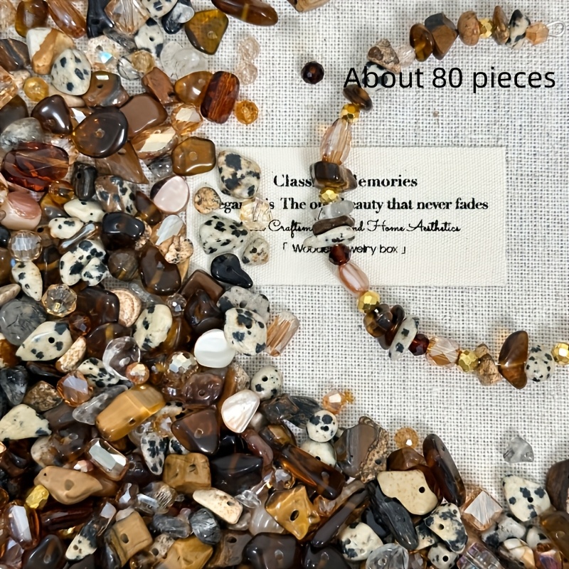 E-shop Ca. 80 Vintage-Stil Mischperlen mit Löchern im Marler-Stil, kombiniert mit künstlichen unregelmäßigen Tigerauge-Perlen, für