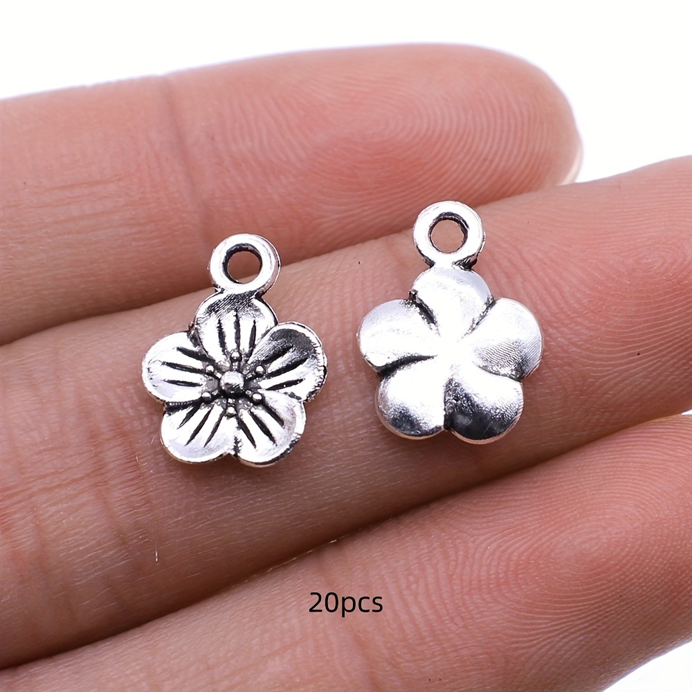 20pcs 11x15mm Flower Creative Charm Pendant Ancient Silvery Fashion For Necklace Bracelet Earrings Keychain Bag Clothing Decoration Accessories Handmade Craft