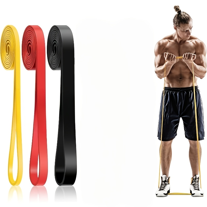 3pcs Set - Yellow + Pull-up Assist Straps, 5-level Resistance Training Bands, Unisex, Full Body Workout, Fitness, Physical Relax, Stretching Training Bands, Suitable For Home/gym: Outdoor Sports