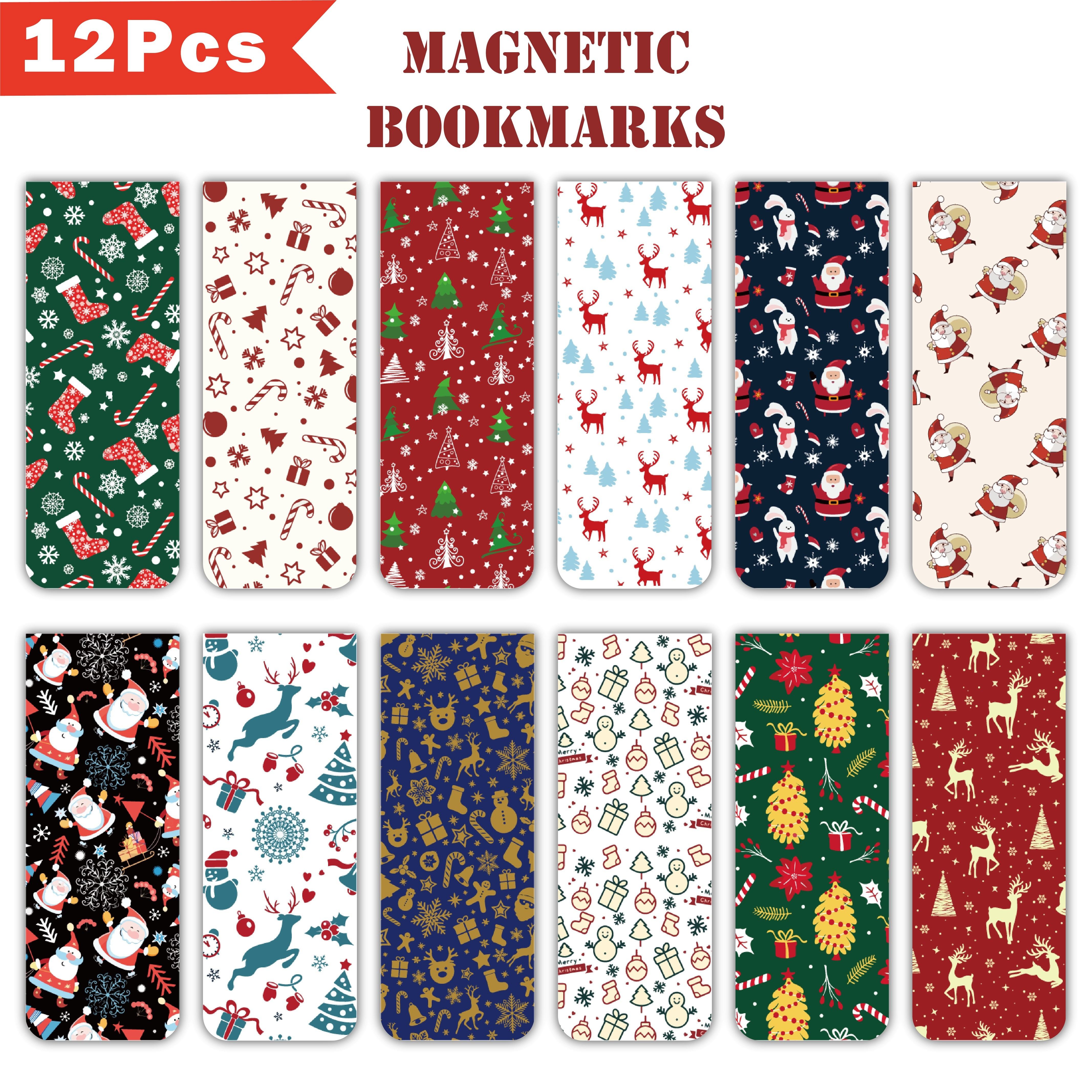 TEMU Set Of 12 Vibrant Magnetic Bookmarks Featuring Christmas Characters, Designed In A Santa Claus Theme, Perfect As Festive Gift Tags For Students,
