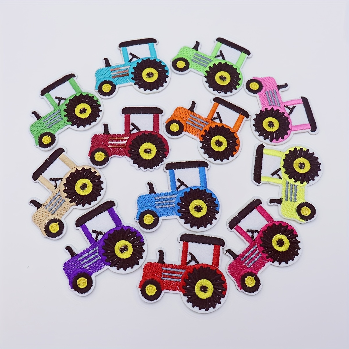 

12pcs 55x50mm Mixed Truck Patches Diy Embroidered Tractor Appliques Iron On Fabric Badges Sewing Stickers Sewing Accessories Decorations
