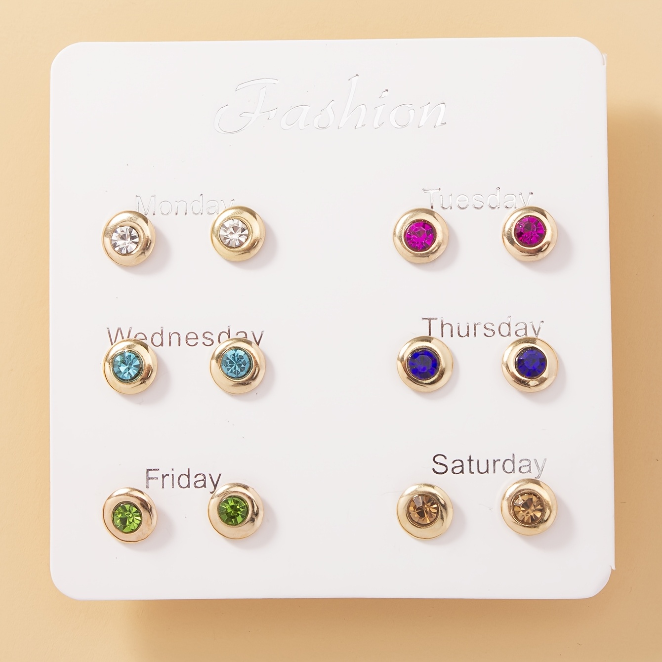 TEMU Ensemble de 6 paires de boucles d'oreilles , , exquises et compactes dans une collection colorée et éblouissante. Cet ensemble complet convient