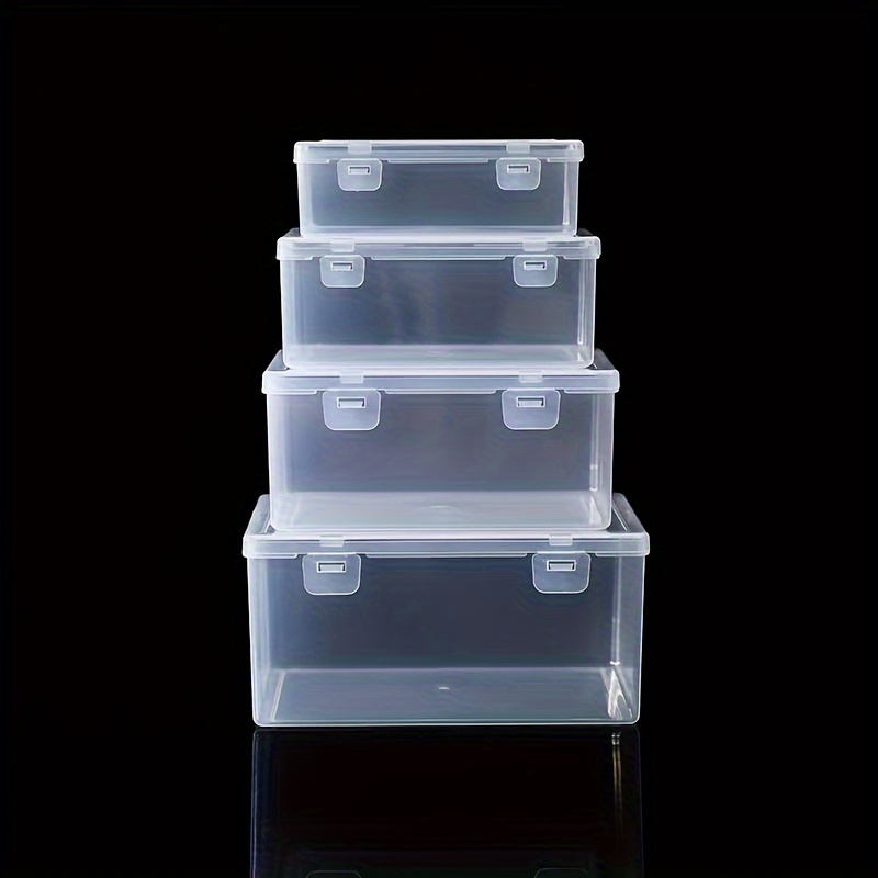 

4pcs Rectangular Clear Plastic Storage Boxes With Lids - Jewelry, Tea Sets & Office Supplies