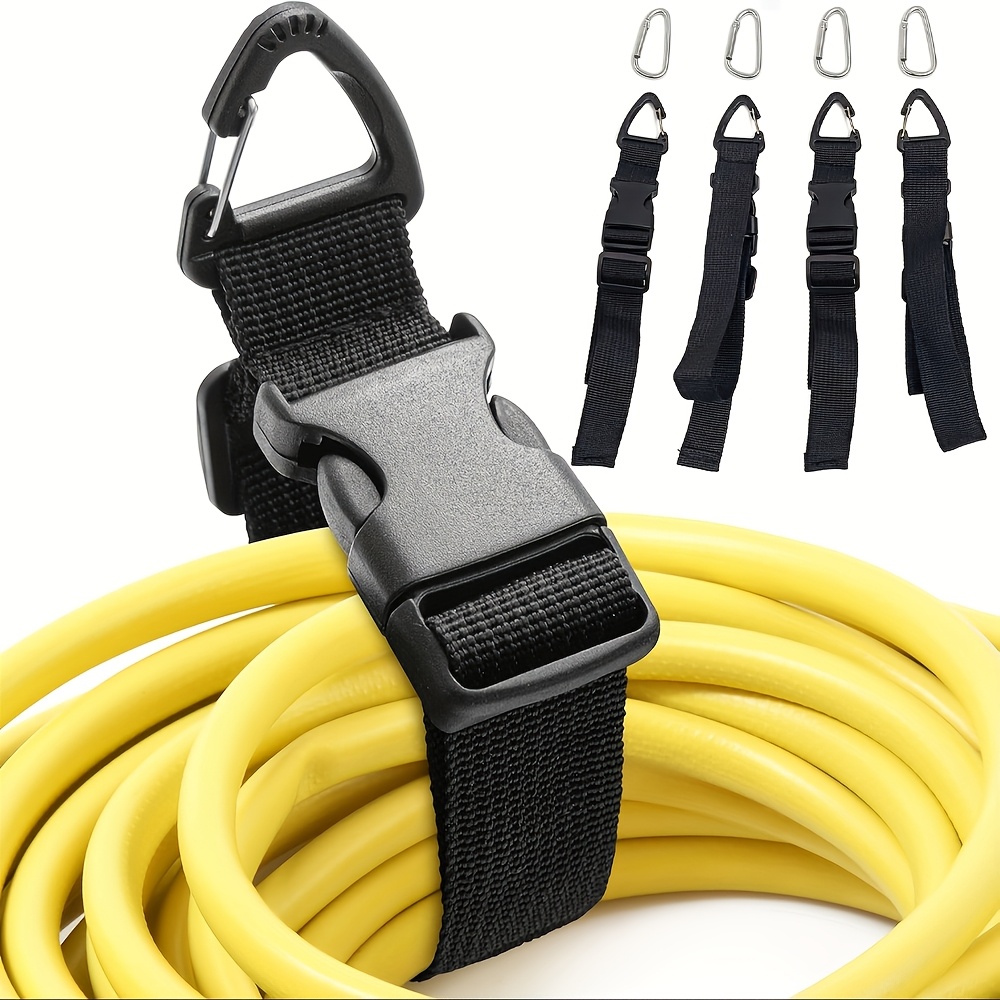E-shop 4 Stück Gurte + 4 Stück Haken für Gartenschläuche, verstellbare, robuste Verlängerungsgurte für Zuhause, multifunktionale Kabelbinder,
