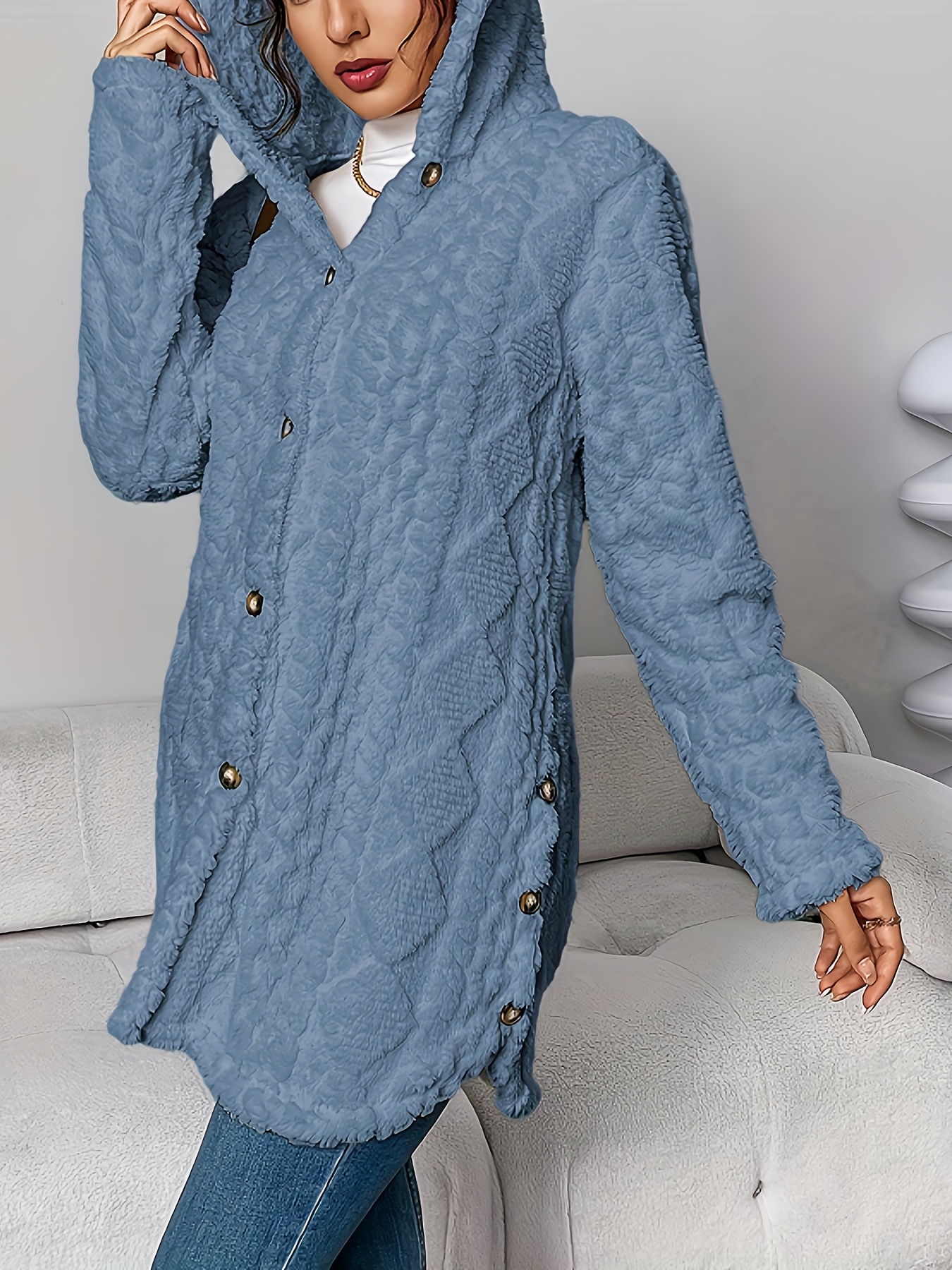 women's plush rhombus quilted fleece jacket soft stretch Temu