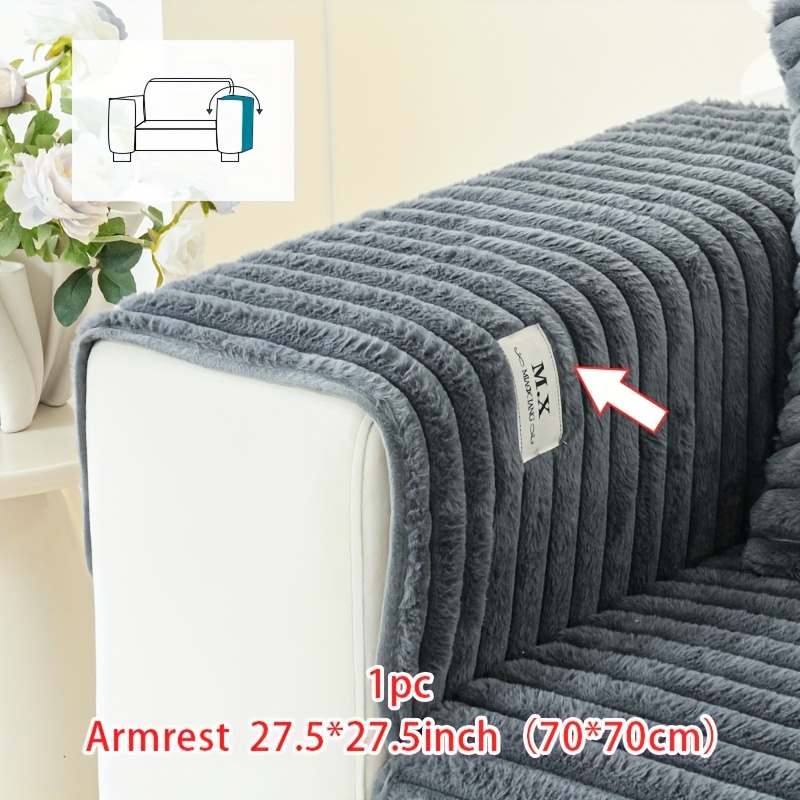 TEMU 1pc Thickened Plush Sofa Cushion, Easy , Sofa Cover, Pet-friendly Slipcover, Non-scratch Non-slip Machine Washable