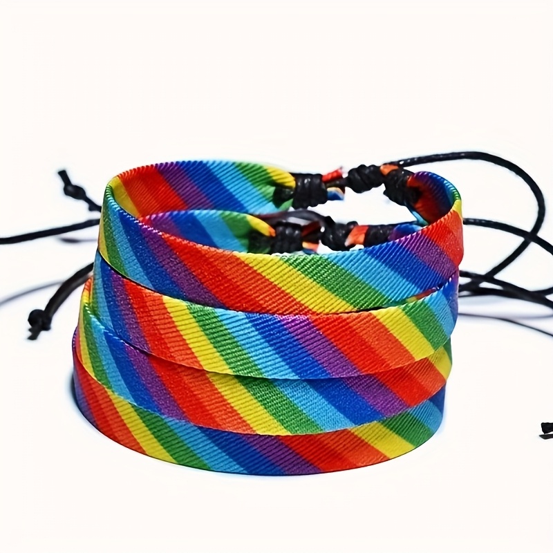 Rainbow Gradient Bracelet Multicolor Strands with Accents