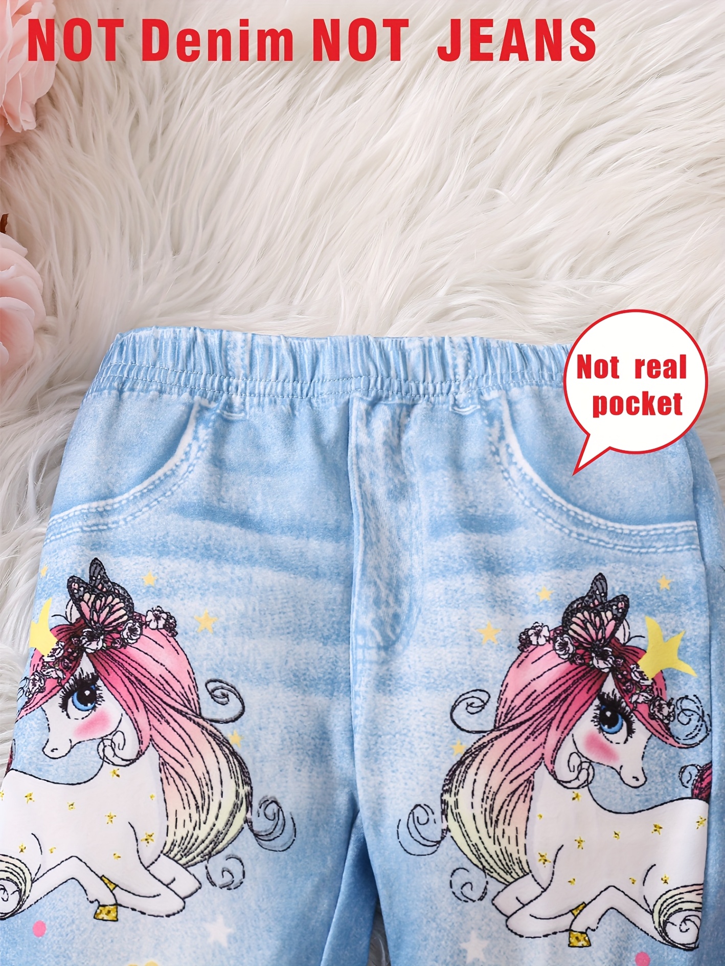 Girls' High-Waisted Stretch Denim-Like Bell-Bottom Jeans with Horse Print  (No Rips/Denim) Western Style Long Pants for /Cowgirl Outfits,
