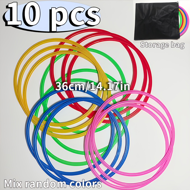 TEMU Ensemble d'entraînement d' polyvalent et durable de 36 cm - plusieurs tailles d'anneaux colorés et un sac de rangement, couleurs aléatoires.