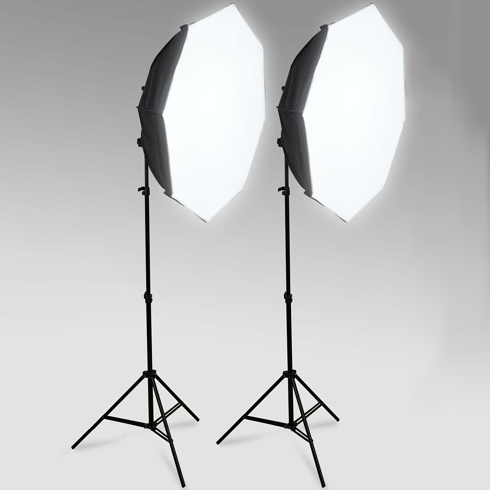 Fgen Led Softbox Set With Dimmable 85w Dimmable Photo Light | 2 X 50cm Octagonal Softboxes With 68-150cm Reversible Light Stand, 250cm Cable For Portrait Photography And Live Streaming