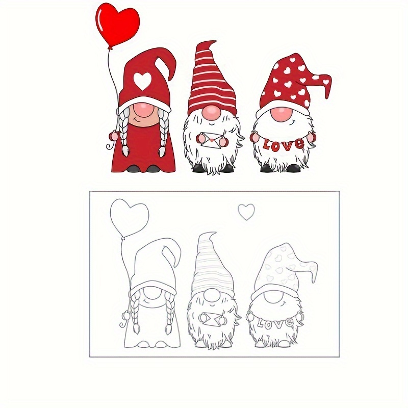 

Jolly Gnome Christmas Set: 3 Festive Gnomes Metal Die Cuts For Diy Cards And Crafts