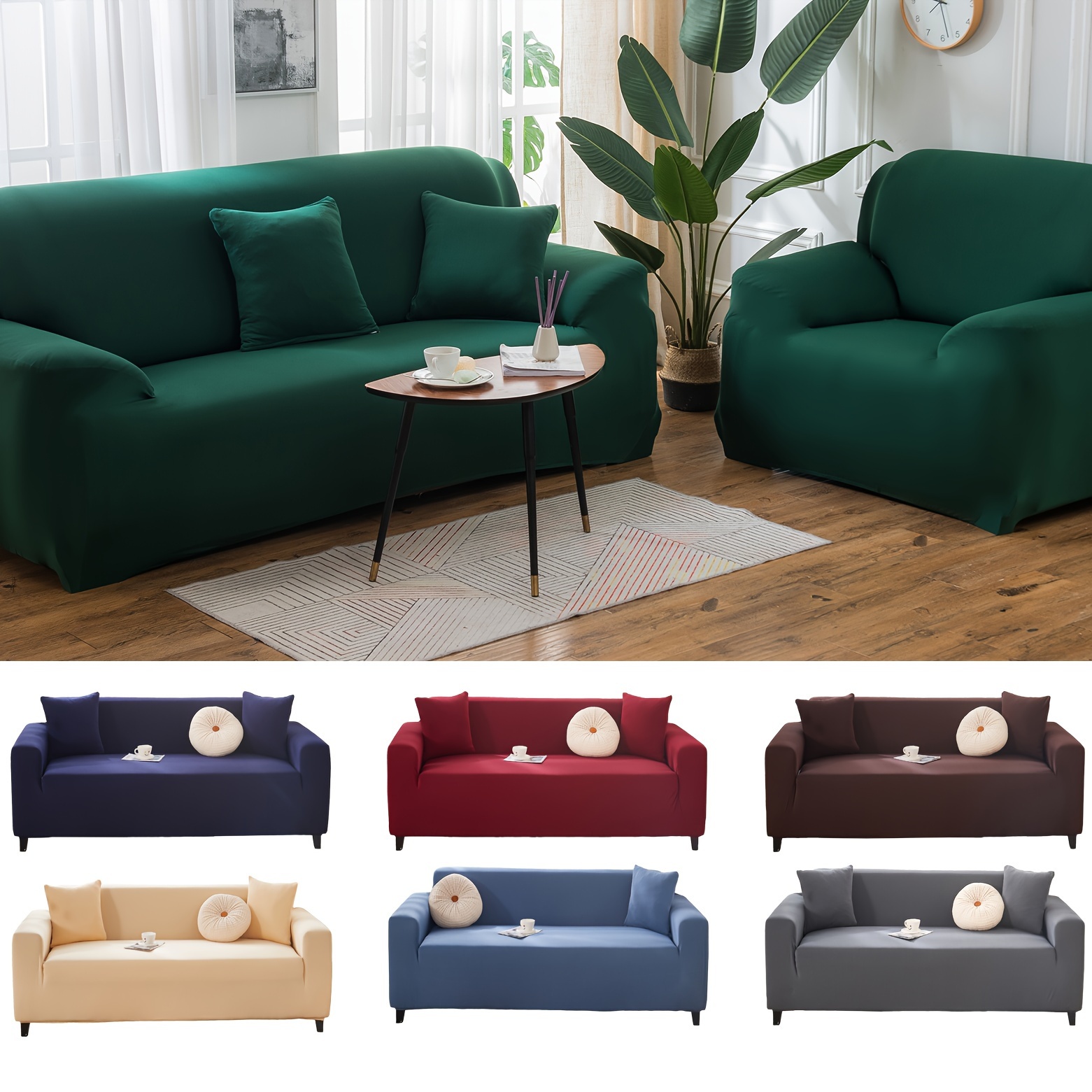 

Stretchable Solid Color Sofa Cover - , Machine Washable Couch Protector For Living Room & Bedroom Decor, In 1-4 Seats