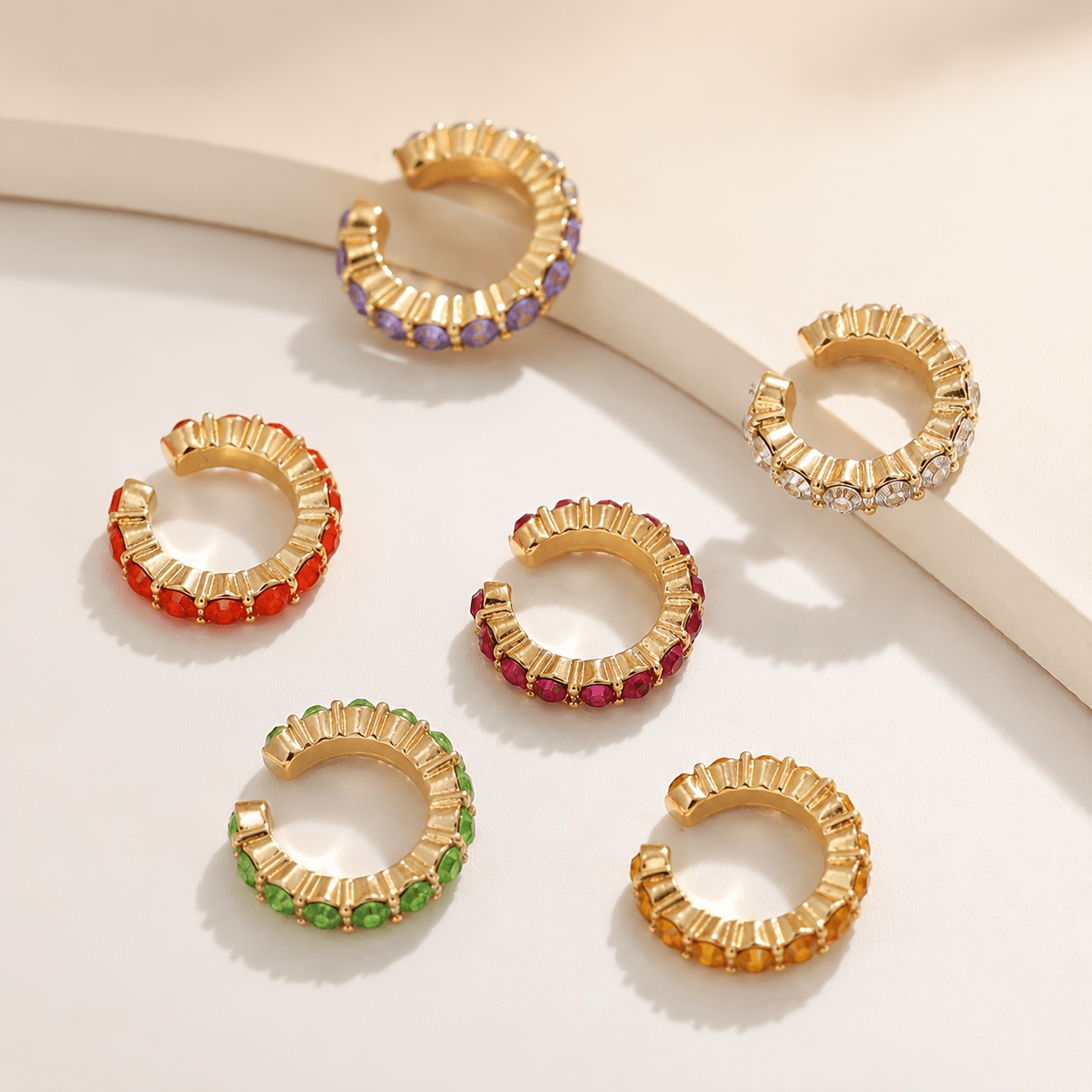 TEMU Set de 6 piezas de aretes grandes de circonita sin perforación, set de clips para (tallas pequeñas, tenga en le )