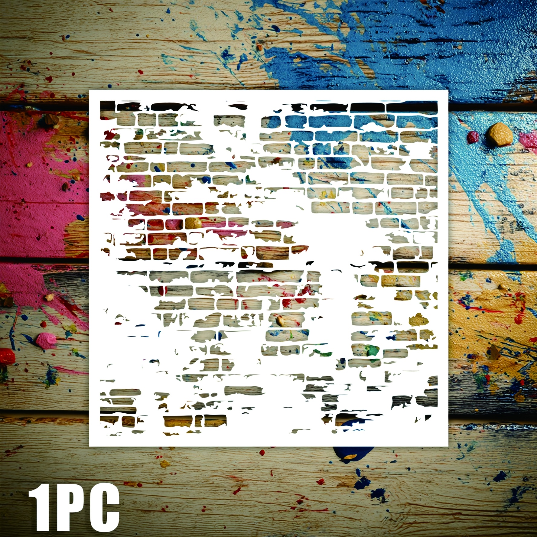 TEMU 1pc Vintage Distressed Wall Tile Background Template, 6x6inch, Suitable For Handmade Scrapbooking, Hand Account, Birthday Graduation Gift, Thank