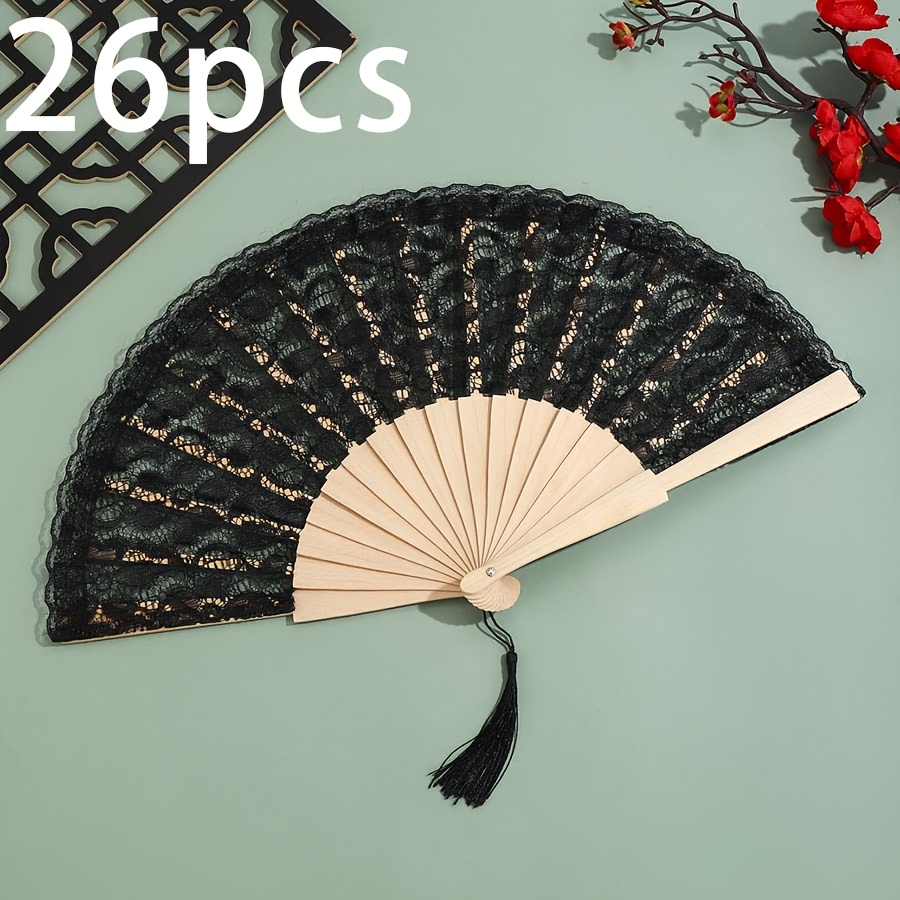Personalized Handheld Fan with Lace Surface