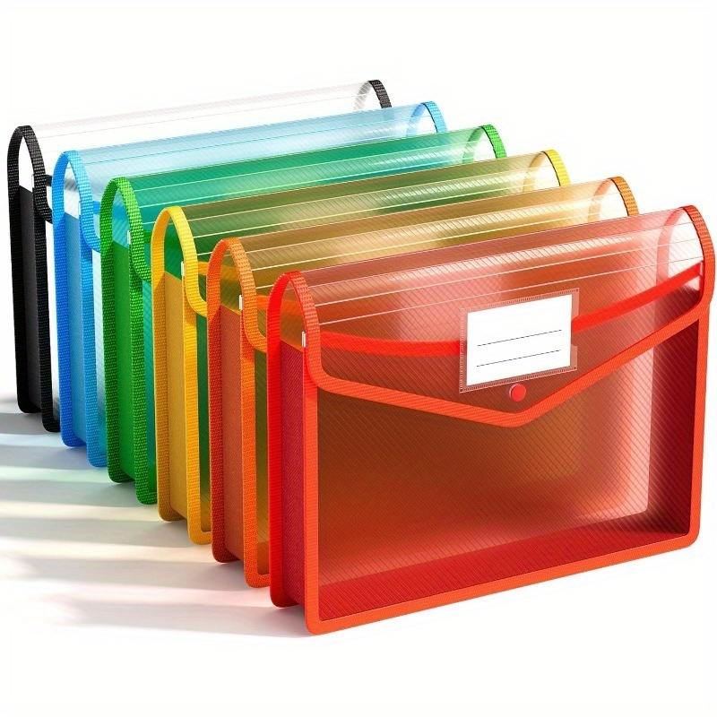 E-shop Set mit 6 ausziehbaren Dokumentenmappe aus Kunststoff, entwickelt für die Dokumentenspeicherung mit Schnappverschluss, lebendiger Organizer für