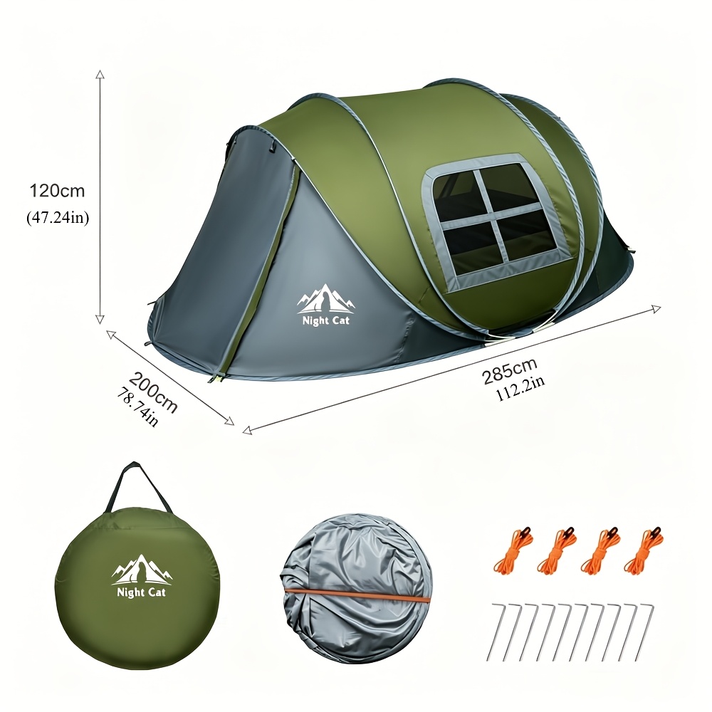 Image of Night Cat Instant For Camping 2 Person Automatic Set Up Tent Family Tent Dome Tent For Outdoor Camping Hiking & Beach