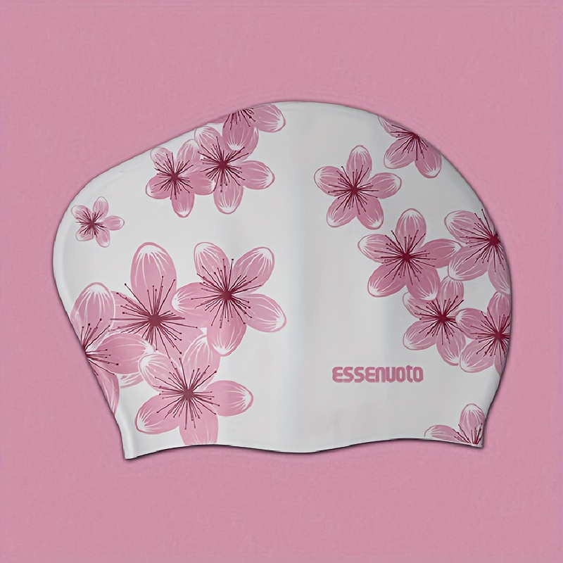 TEMU Women's Silicone Swimming Cap, Long Hair, Enlarged Head , Fashionable Shower Cap, Professional Adult Large Swimming Cap