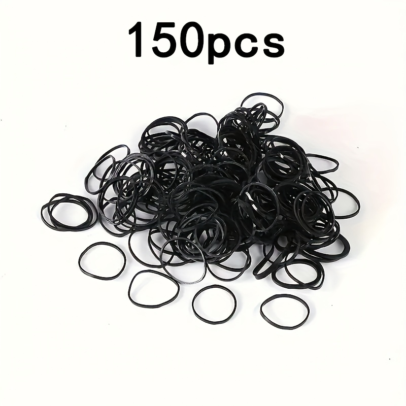 TEMU 150 Disposable Black Rubber Bands - Thickened High Elastic Headband, Durable Rubber Material, Suitable For Daily Use, Sports, Photography,