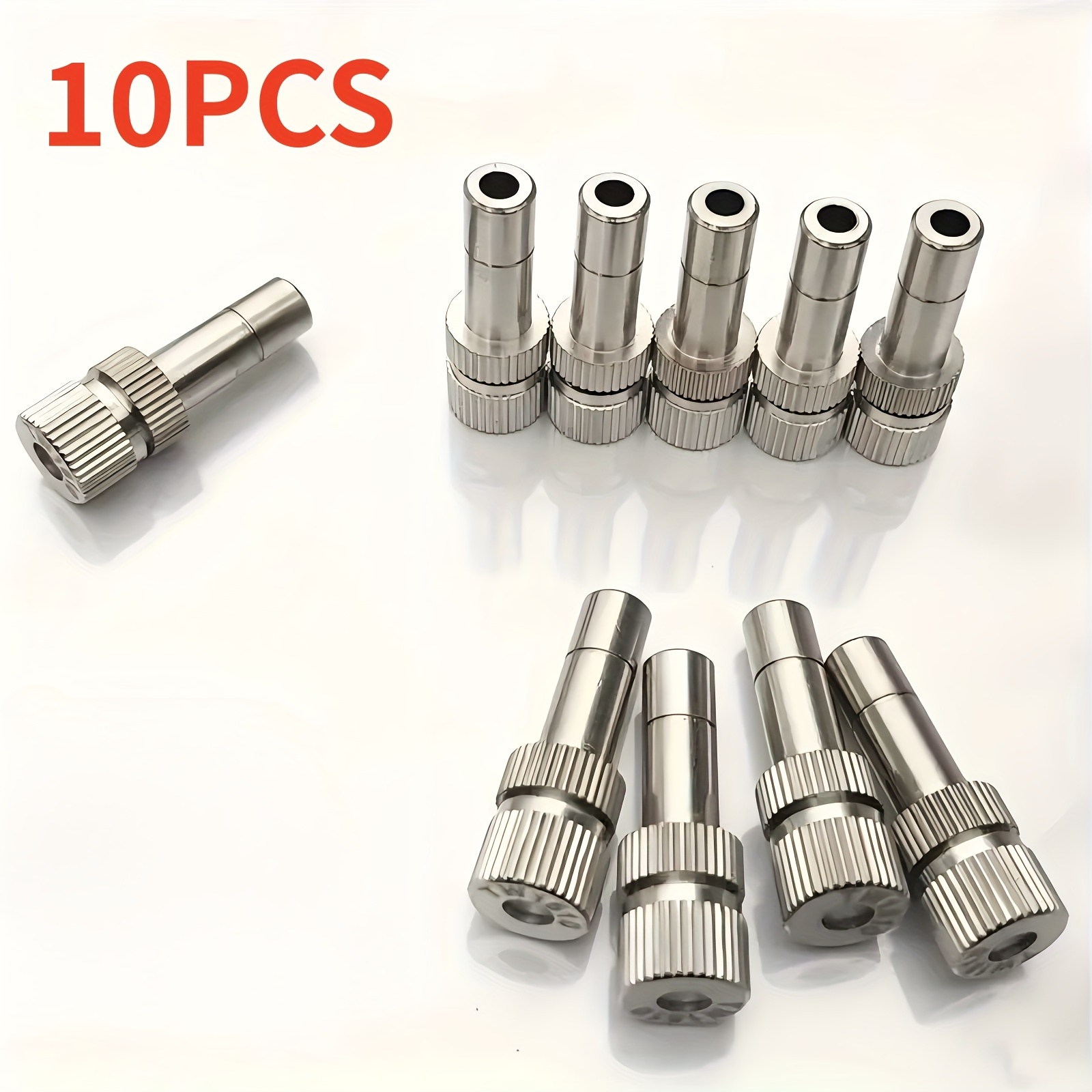 Image of 10-pack Metal Mist Nozzles For Outdoor Cooling Systems, Garden, Humidifier, Landscaping, Dust Protection - 0.024" (0.6mm) Size - Rust-resistant, Leak-proof, Durable, Precision