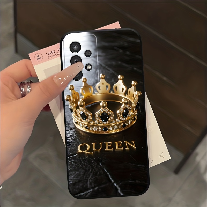 TEMU Phone Case: Elegant Crown Durable Dark Tpu Matte Phone Case For Galaxy A04 A04s A05 A05s A06 A13 A14 A15 A16 A22 A23 A24 A25 A32 A33 A34 A35 A52