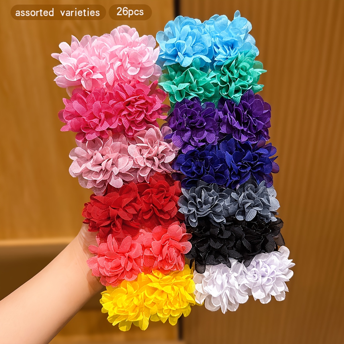 26 Colorful Random Fabric Hair Clips, Cute Flower Hair Additions, Suitable For Daily Use