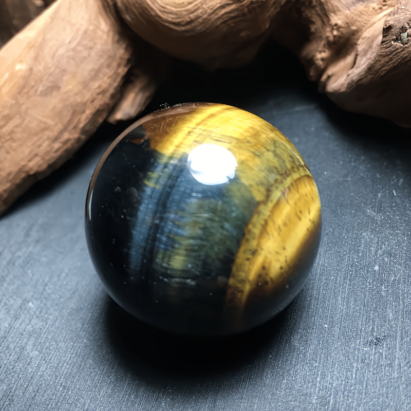 TEMU A Rare Natural Eye Stone Spherical Ornament - With Blue Light, Handcrafted, Suitable For Home Decoration, Jewelry Making, Valentine's Day,