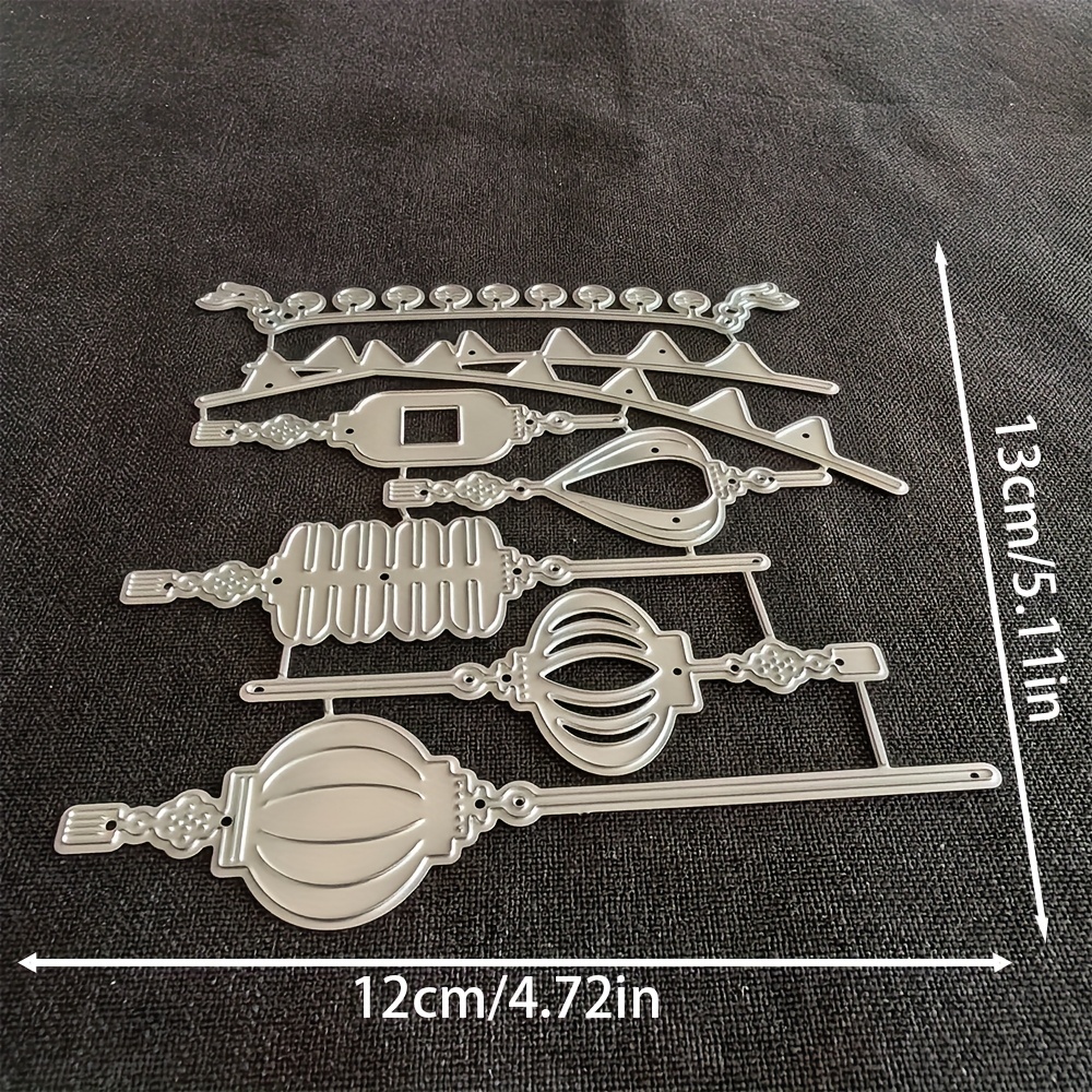 TEMU 1pc Metal Cutting Die Featuring Ribbons And Lanterns In Silver-gray, Designed For Scrapbooking, Embossing, And Handmade Greeting And Gift Cards