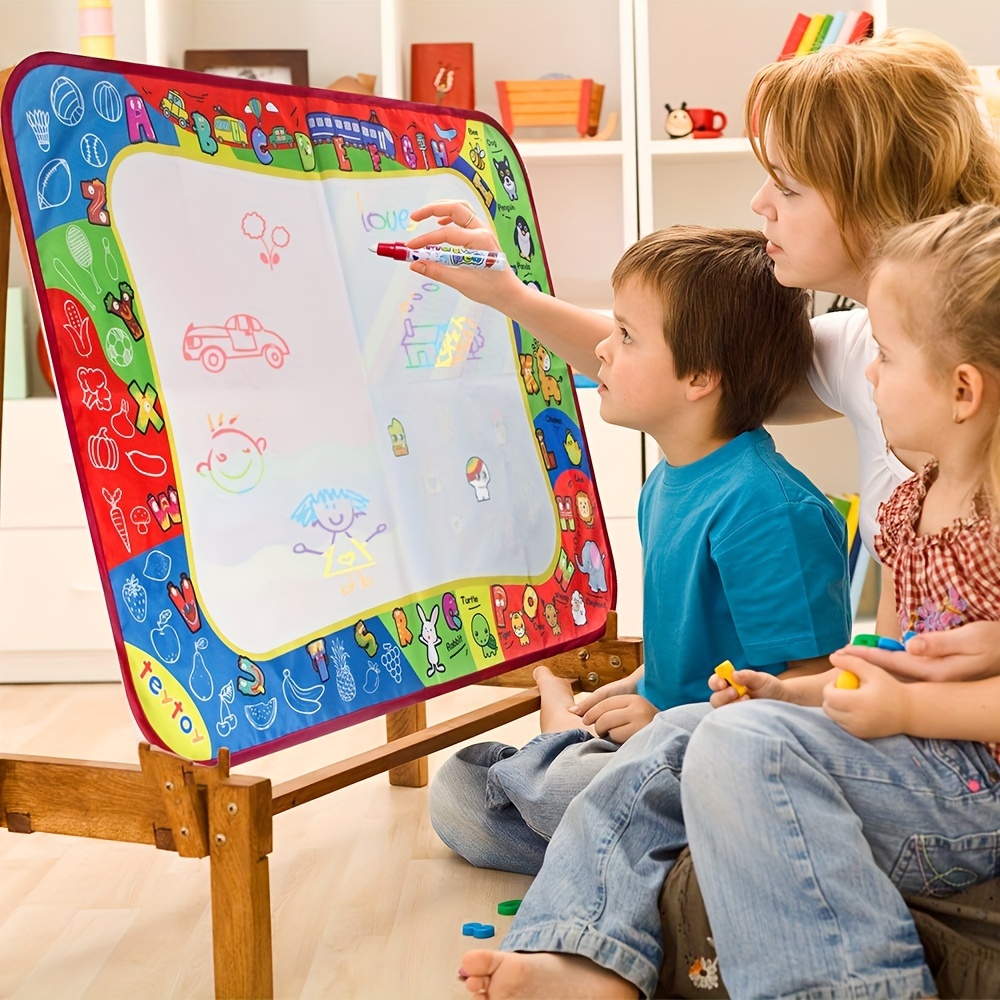 

Kids Water Drawing Mat With 2 Water Pens - Reusable, Mess-free, Thick, Large Size, Interactive With Parents, Safe Material