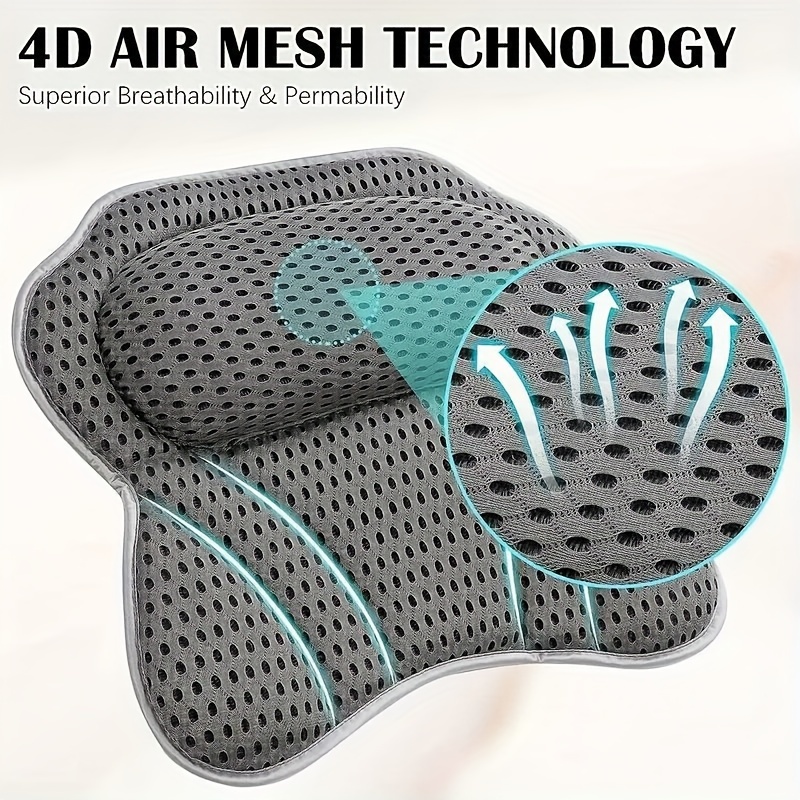 

Luxury Bathtub Pillow - Bath Pillow For Head And Neck Support - 6 Strong Suction Cups, Thick 4d Mesh Fabric For Quick Drying, Provides Extra Back Support - Ideal For Comfortable Relaxation