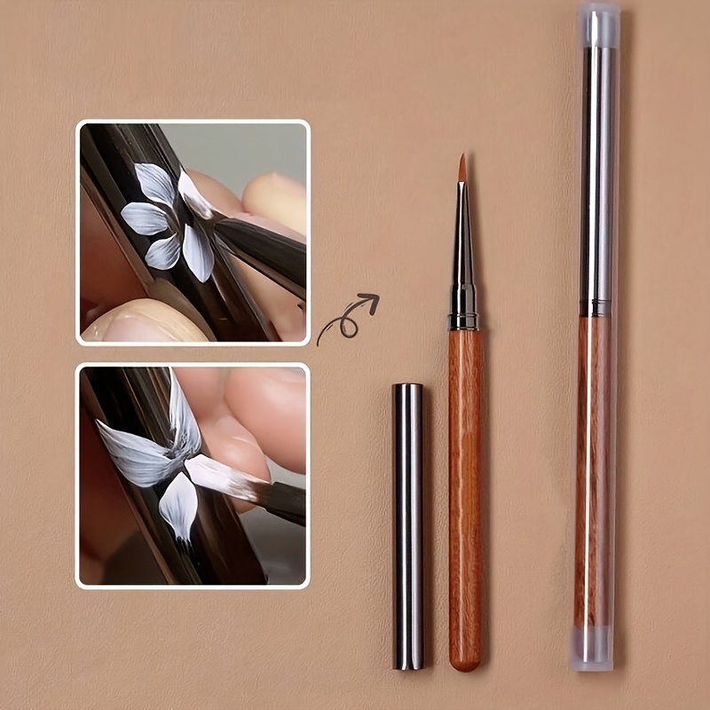 TEMU Pinceau de manucure avec embout en bois de , pinceau triangulaire pour nail art, de gaufrage de feuilles et de pétales de papillon pour outil de