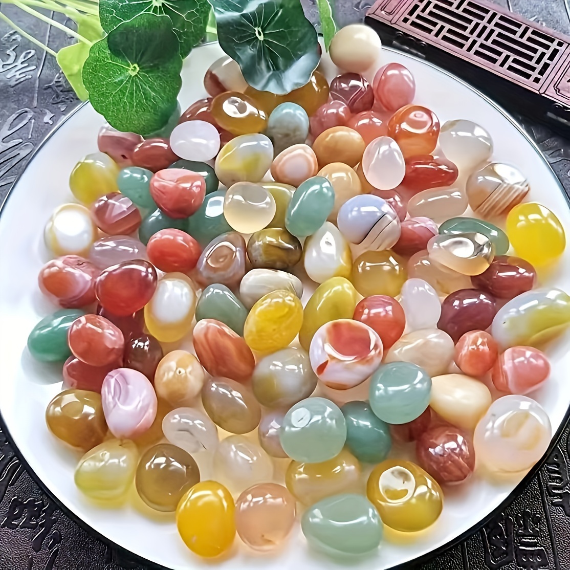 

200g Assorted Colorful Agate Pebbles, Natural Polished Stones, 0.5-2cm Small Decorative Pebbles For Aquarium, Garden View, Hydroponics