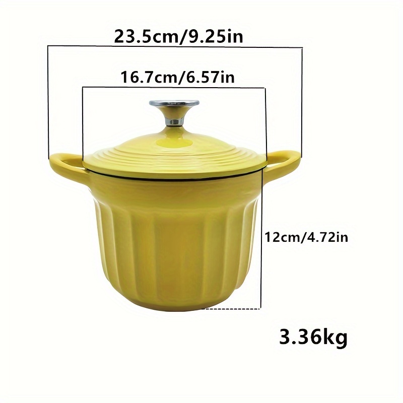 1pc enamel cast iron dutch oven pot with lid non stick induction compatible versatile for   rice cooking and soup making   kitchen cookware details 3