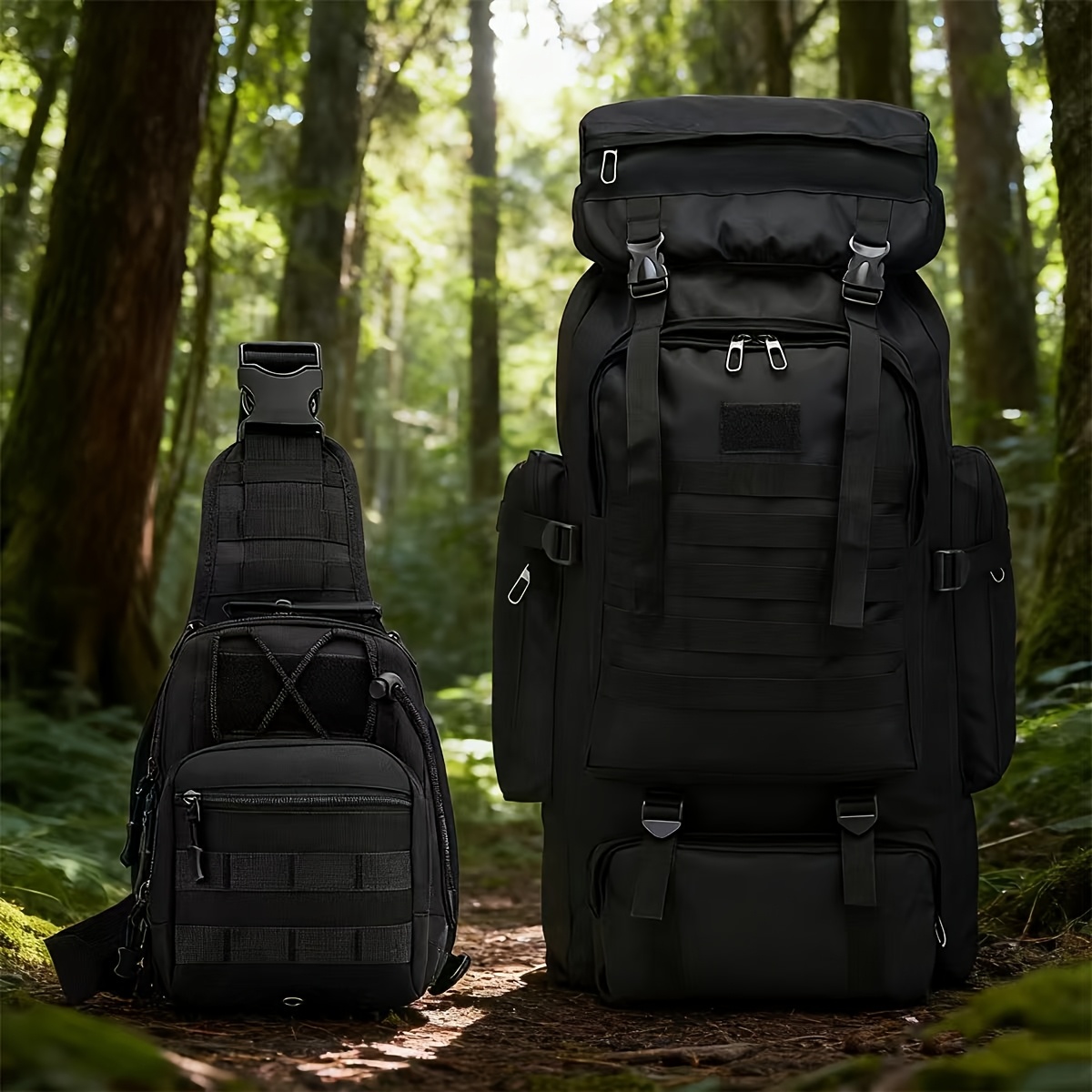 E-shop Taktischer Rucksack 2er-Set – Langlebiger Oxford-Stoff Wanderrucksack für Klettern, Camping, Reisen & Outdoor-Abenteuer –