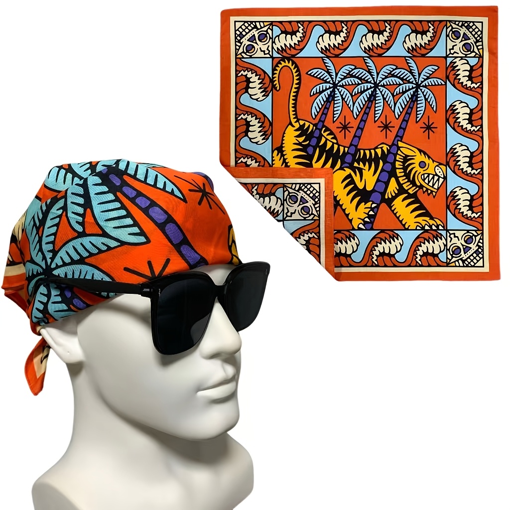 Image of 1pc Bandana Skull Print Scarf, Bandana, Hip Hop Street Dance Headscarf, Cycling Hiking Outdoor Scarf, Gift Party Bandana, 21.65x21.65 Inches