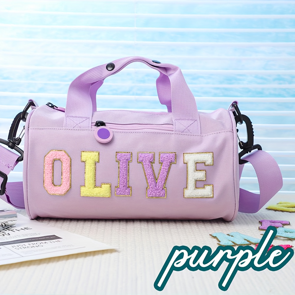 E-shop Individuelle Tanztasche, Personalisierte Damen-Fitness-Tasche, Reisetasche mit Schultergurt und Besticktem Schneeflocken-Buchstaben-Patch