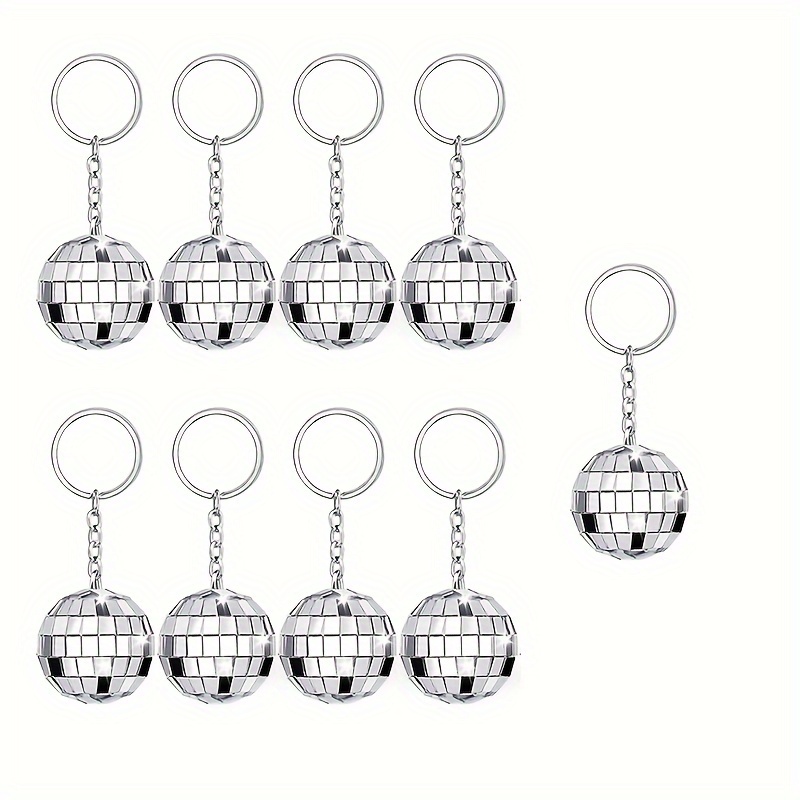 9/18pcs 3cm/1.18in Disco Mirror Ball Reflective Keychain Outdoor Backpack Keychain Mountaineering Decoration Accessories Style