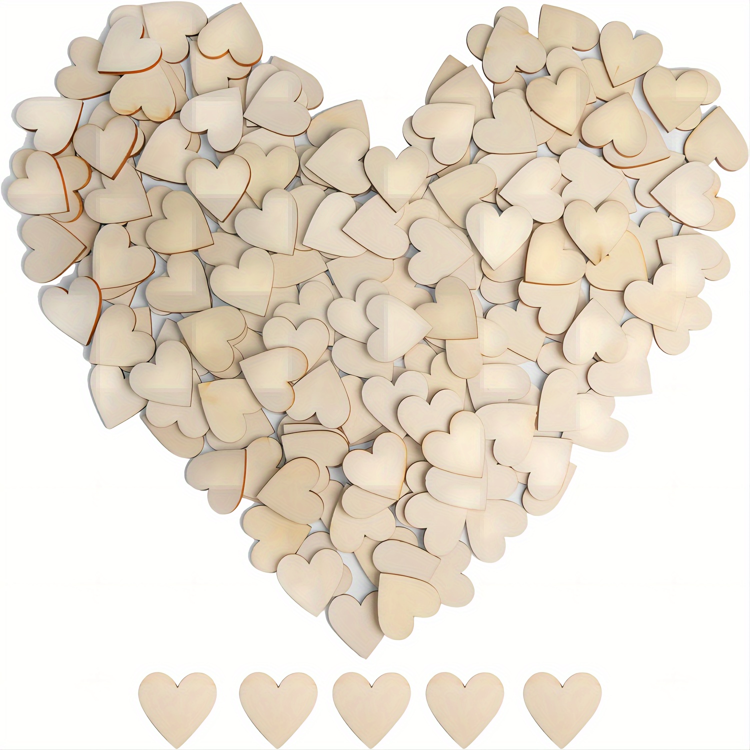 

50/100pcs Small Wood Heart Craft, Blank Wood Heart Decoration, Wedding Guest Book Craft Decoration