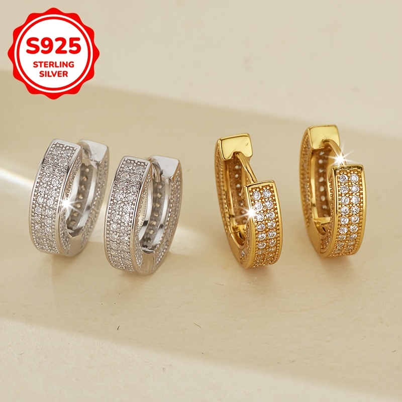 Women's S925 Silver Earrings with Square Synthetic Zirconia